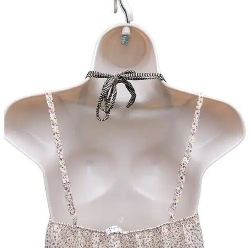 Willow & Clay Women's Small Halter Tank Top Floral Print Ruffle Hem Elastic Back