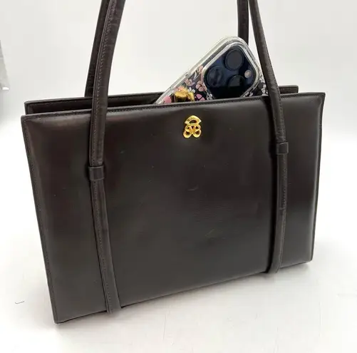 Bienen Davis Vintage Structured Frame Bag Brown Boxy