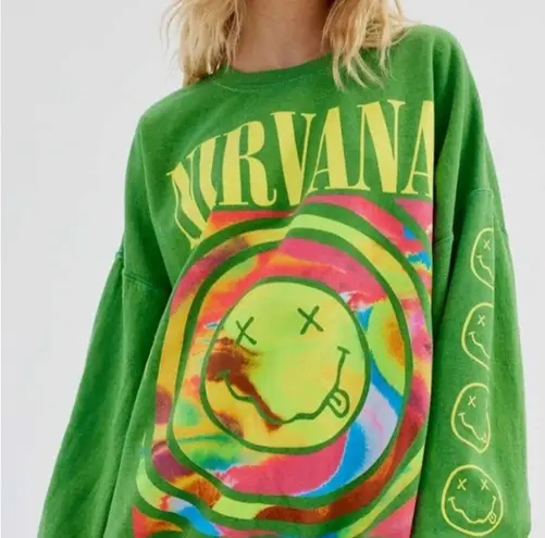 Urban Outfitters Outfitter Nirvana Smile Overdyed Oversized Sweatshirt Limited Color Sz S/M