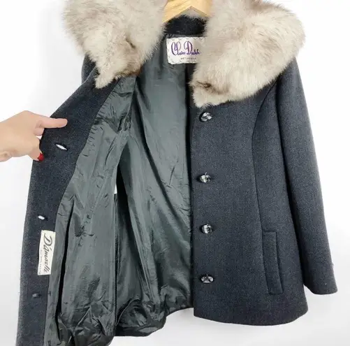 Vintage 1950s Claire Dratch Bethesda Fox Fur Collar Virgin Wool Jacket Coat S
