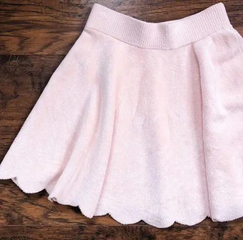 Ronny Kobo • Vidette Scalloped Skirt pink velour skater mini full flared ballet