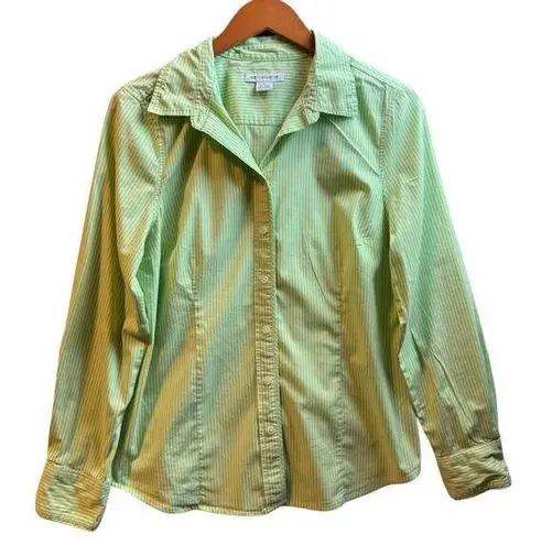 Liz Claiborne  Green and White Button Down Shirt Size L