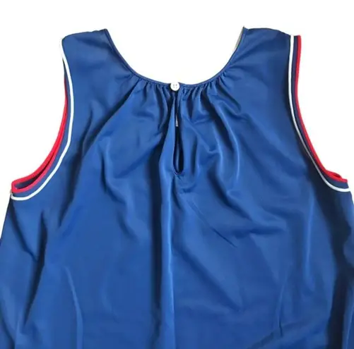 1970s Lorraine Blue Sleeveless Maxi Chemise House Dress Vintage Nightgown