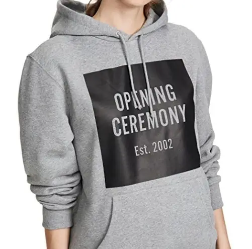 Opening Ceremony Grey Torch Unisex Box Logo Hoodie Pullover Sweatshirt Size XS