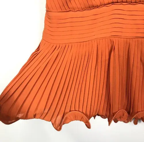 Endless Rose NEW  Orange Pleated Lettuce Hem Surplice Neck Sleeveless Top Size L