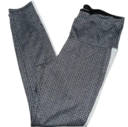 Lysse Women’s Size M Gray Black Plaid Tuxedo Stripe Pull On Leggings