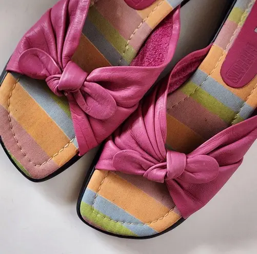 Vintage Art Effects 90s Pink Leather Knotted Slide Sandals Size 7