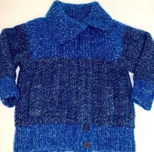 Vintage Blue Tapestries Ireland  Wool Sweater Jacket Size M