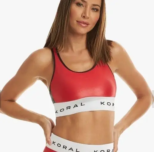 Koral Womens size S Bermuda Infinity Sports Bra Chic Red Black Gym Shine