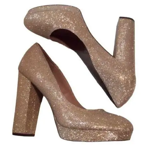 mix no. 6   Gold Glitter Platform Heels - Perfect for Prom - Size 11