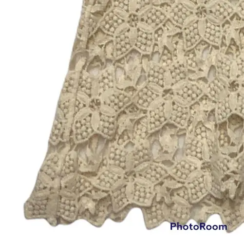 Charming Charlie  Embordered Lace Sheer Beige Tank Top Size Small