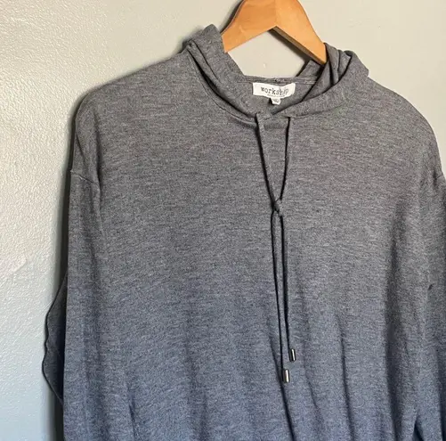 Workshop Republic Clothing Drawstring Cotten Hoodie Sweatshirt Grey Small