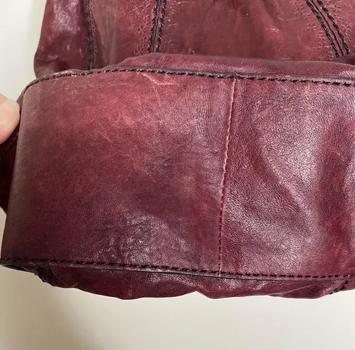 Fossil Vintage Hobo Boho Burgundy Leather Bag