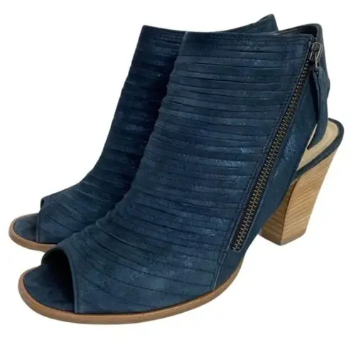 Paul Green Women's Size 7.5 Blue Cayanne Peep Toe Block Heels Bootie EUC