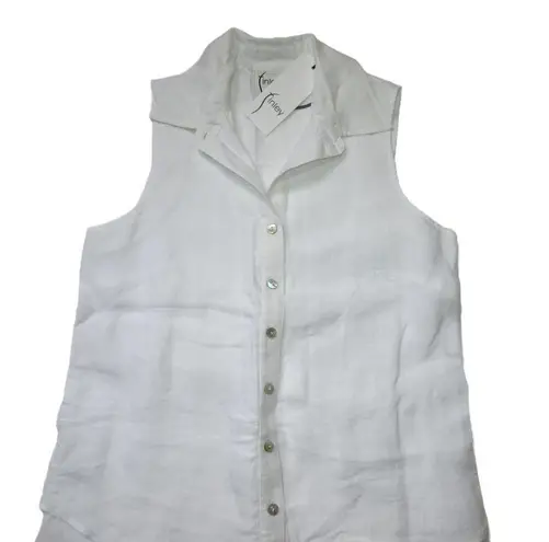 NWT Finley Sleeveless Jenna in White Linen Sleeve Button Down Shirt Dress L Size L