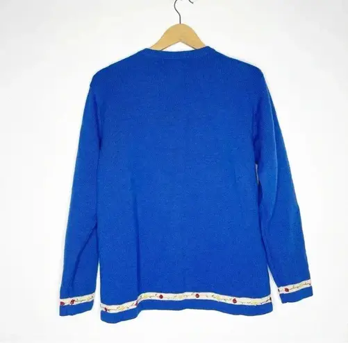 Great Cavalier by St Paul Wool Floral Cardigan Sweater Vintage Size Medium NWT Blue