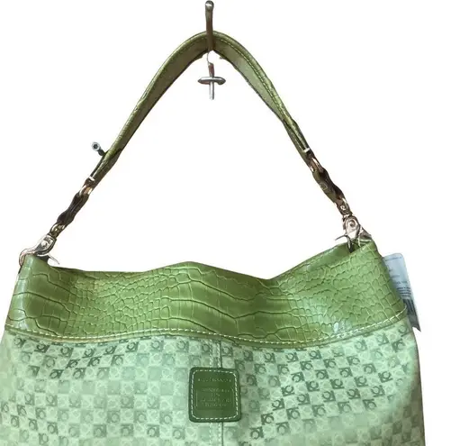 Liz Claiborne  Purse Lime Green Heritage Fabric Faux‎ Croc Shoulder Bag