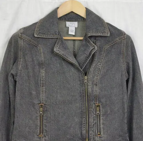 Ann Taylor  Denim Motorcycle Style Jacket Size 4