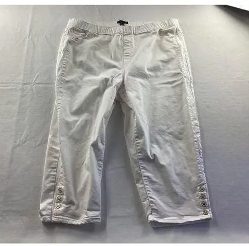 Susan Graver White Denim Capri Pants sz 18W