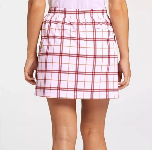 Lady Hagen  16” Woven Golf Skort Mid Rise Pink Plaid Mini Skirt Preppy Large