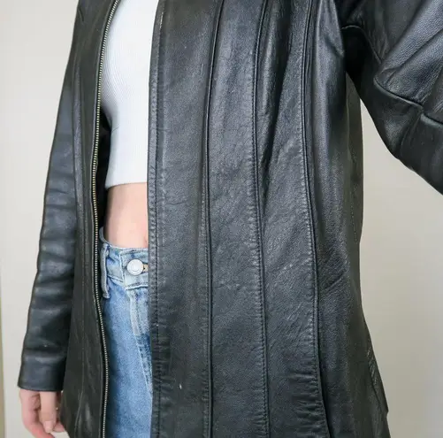 Vintage 90s Fourteen Zero Black Leather Jacket Size L