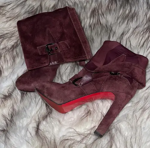 Christian Louboutin suede buckle MOTO boots 38