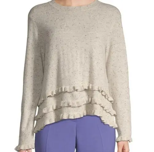 Cinq à Sept Cinq a Sept Adiella Ruffled Cashmere Knit Sweater Gray (XSmall)