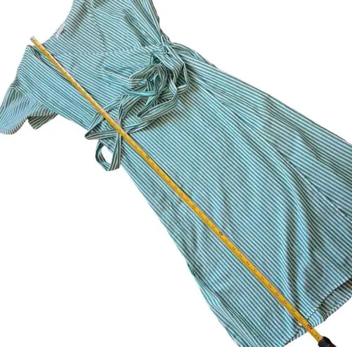 VELVET BY GRAHAM & SPENCER JAYEL COTTON STRIPE WRAP DRESS Green Size M