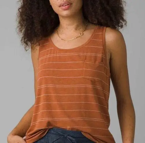 prAna NWT Foundation Scoop Neck Tank in Copper Heather Stripe - Size Small
