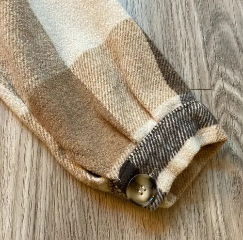 Brown Plaid Button Up Shacket Size S