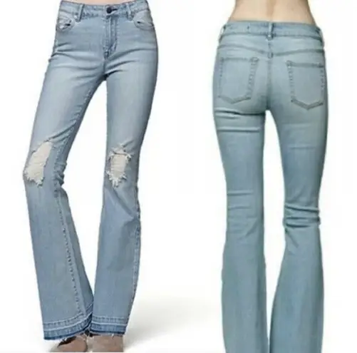 House of Harlow high rise flare light wash distressed jeans 26