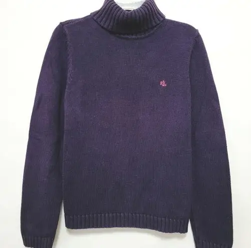 LRL plum turtleneck sweater size large
