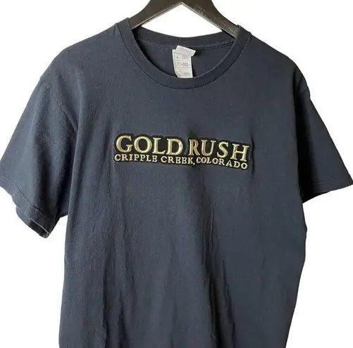 Gold rush Vintage Y2K T Shirt Gray Large L Raised Print Graphic Tee 100% Cotton