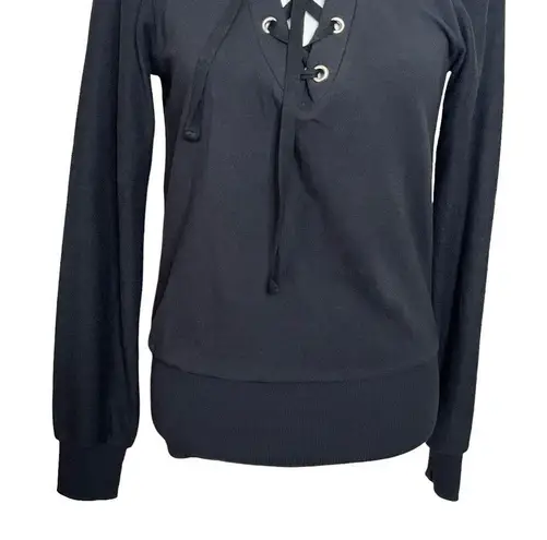 Tops Lagence Josilyn Lace Up Sweatshirt Black Top Women’s Size XS