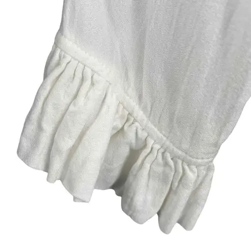 Piyama Romper White Lightweight Ruffle Drawstring Waist Bridal Resort XS