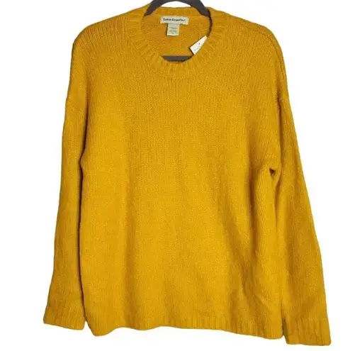 Cotton Emporium NEW Women's Size Medium Mustard Yellow Rib Knit Sweater