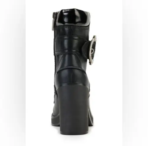 Karl Lagerfeld Black Leather Pearl Dottie Lace-Up Ankle Boots Heels Booties