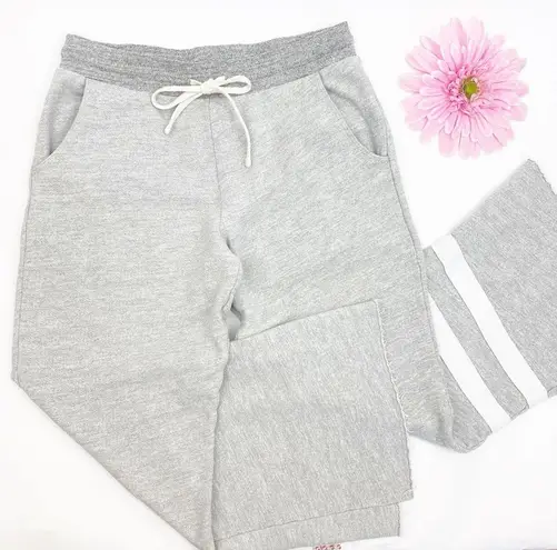 Sundry  Striped Ankle Flare Sweatpants Lounge Raw Hem: Heathered Grey/White