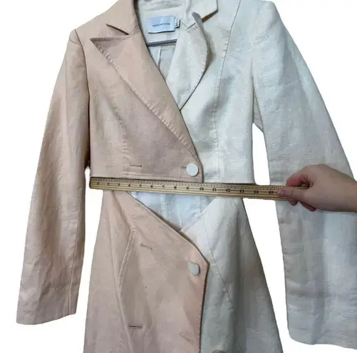 Significant Other Glider Blazer Linen Dress Cut Out Mini Peach Cream Womens Sz 4 Orange