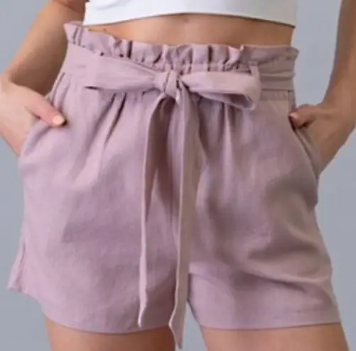 Heart & Hips High Paper Bag Waist Shorts Mauve