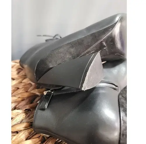 Salvatore Ferragamo Antila Ankle Boots Women's 7 Black Leather Lace Up Booties