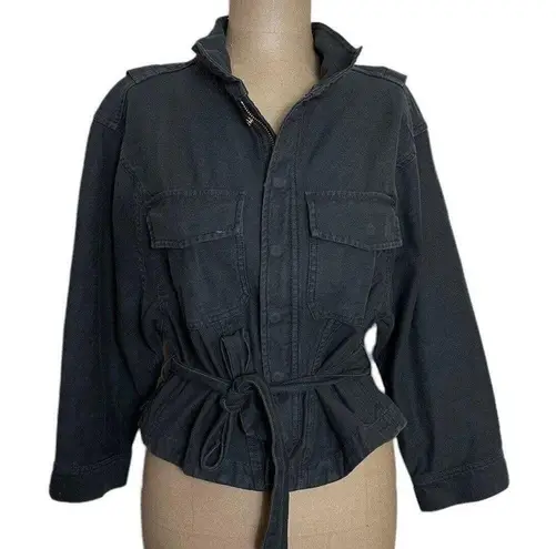 Frame  Cotton Washed Black Canvas Belted Jacket size Small