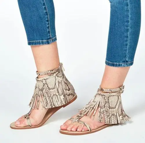 JustFab  Winnifred reptile fringe sandals size 6½