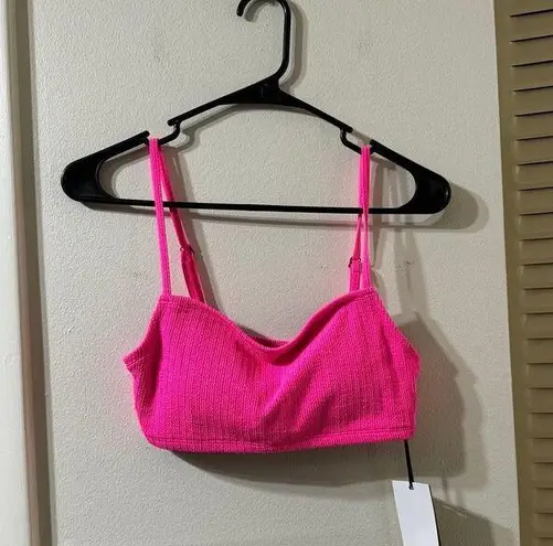 DKNY New  Neon Pink Micro Scrunch Bikini Top Size Small