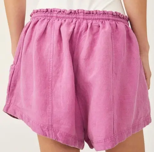 Free People Mirella Cinched Short In Pink Plum Linen Shorts Size S