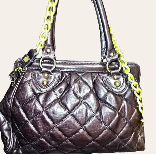 Dimoni Bag Brown Diamond Quilted Leather
