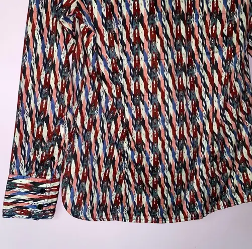 Isabel Marant Etoile M Top Colorful Print Button Collar Long Sleeve Blouse
