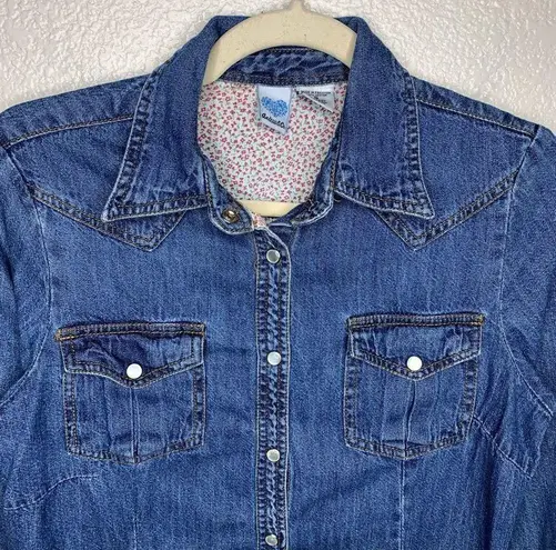 Andrew & Co Vintage Women’s Denim Button Down Shirt Blue