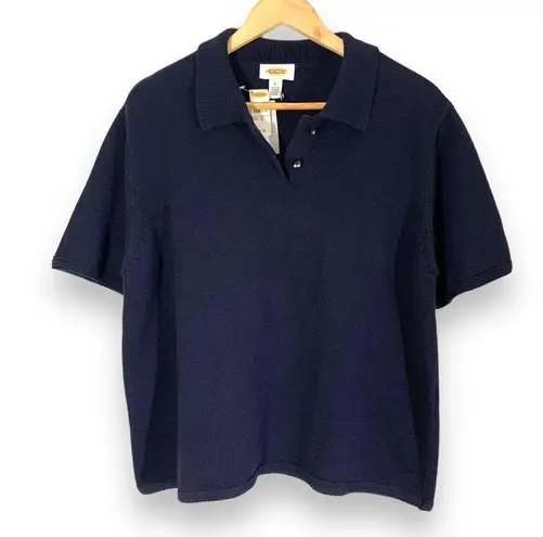 Talbots NWT Deadstock Vintage  Navy Blue Knit Polo Shirt