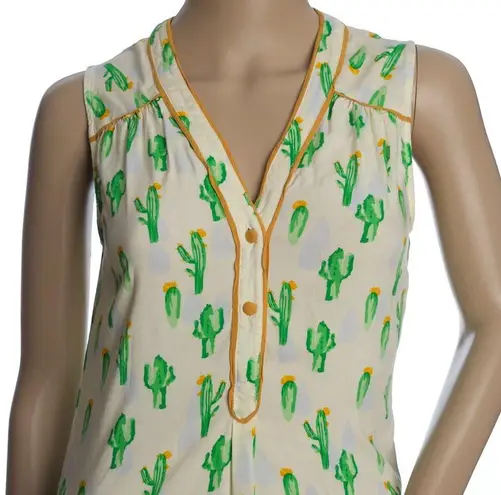 Modcloth  Cafe au Soleil White and Cactus Tank